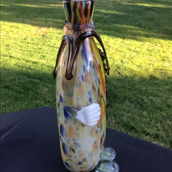 Vintage 12in Hand Blown Glass ornate Clown Vase - Picture 3 of 9